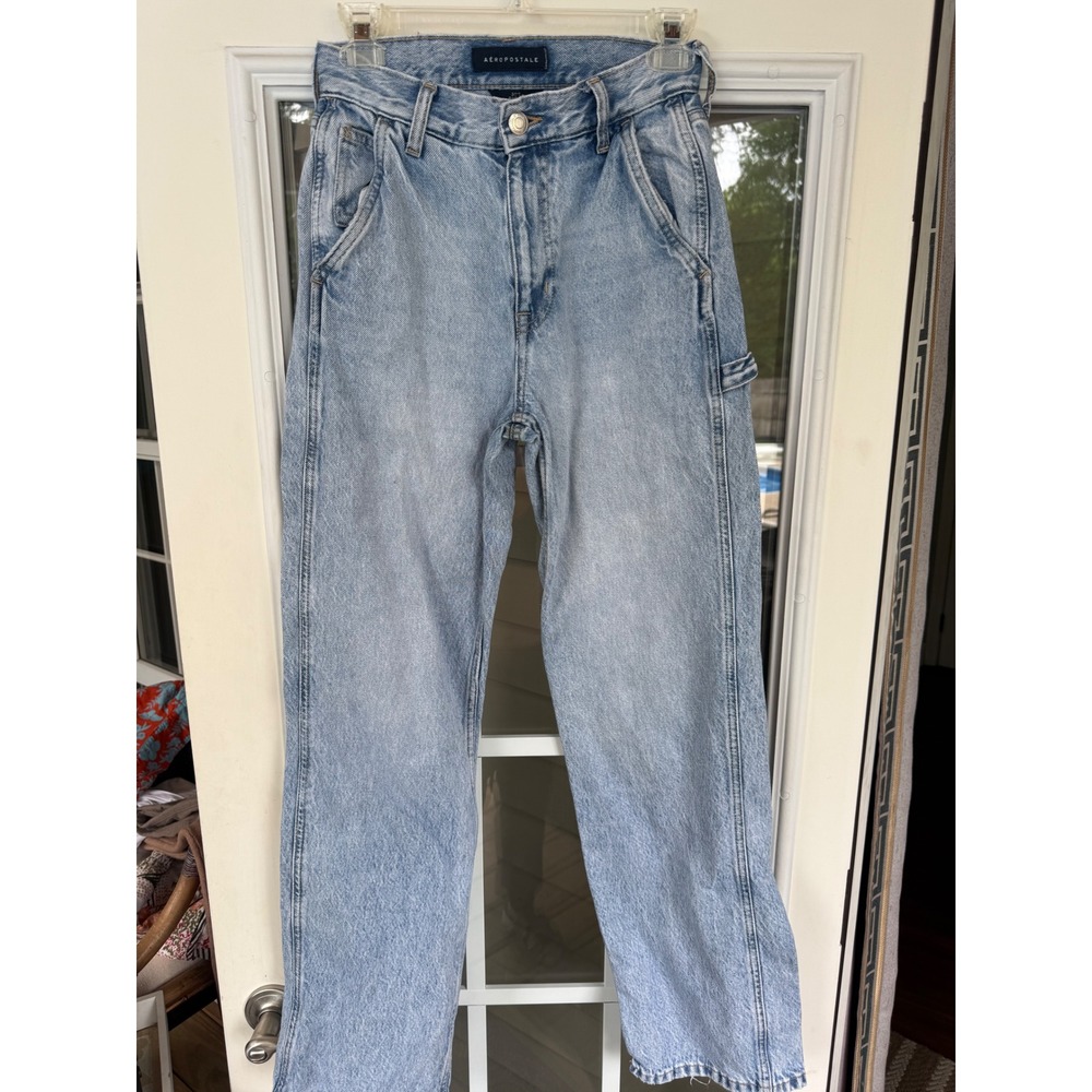 Aéropostale 90s baggy wide-leg carpenter jeans light wash sz 00 grunge Y2K